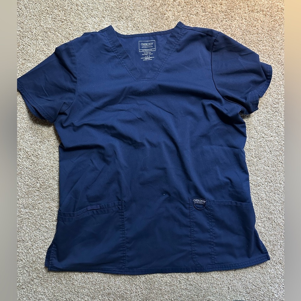 Cherokee Navy Blue Scrub Top